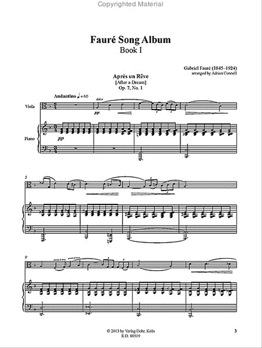 Fauré Song Album I (für Viola und Klavier) Piano Accompaniment scores gallery preview page 2