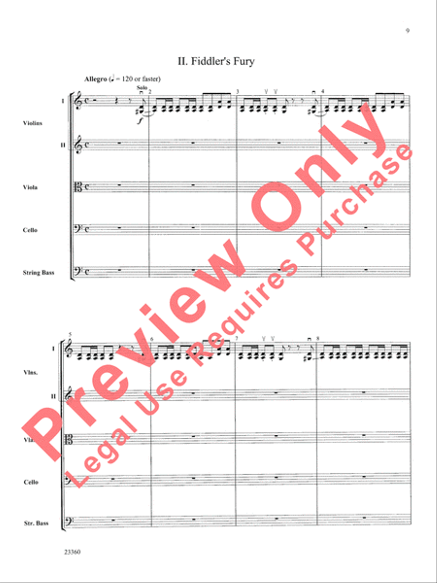 Folk Tune Air and Fiddler's Fury String Orchestra scores gallery preview page 10