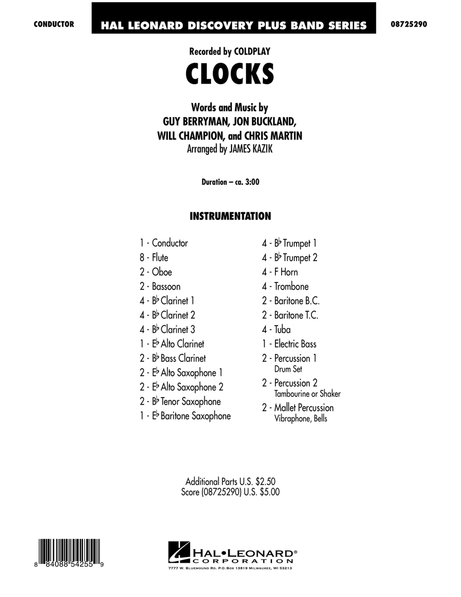 Clocks - Full Score Clocks - Full Score Concert Band scores gallery preview page 1