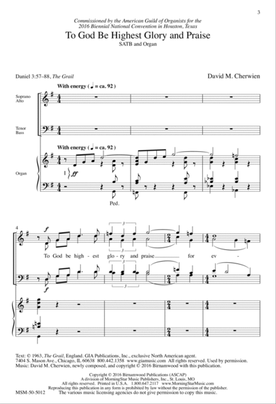 To God Be Highest Glory and Praise 4-Part scores gallery preview page 2