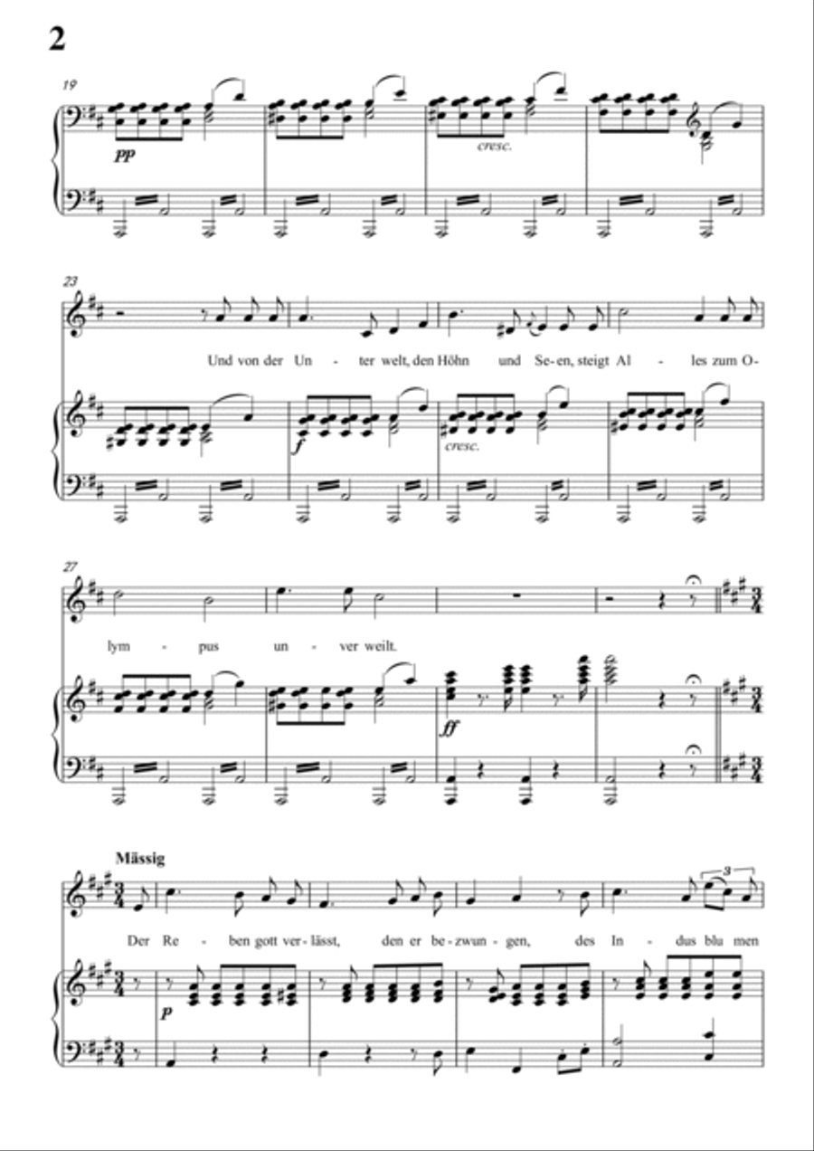 Schubert-Uraniens Flucht(Urania's Flight),D.554 in D for Vocal and Piano Voice scores gallery preview page 3