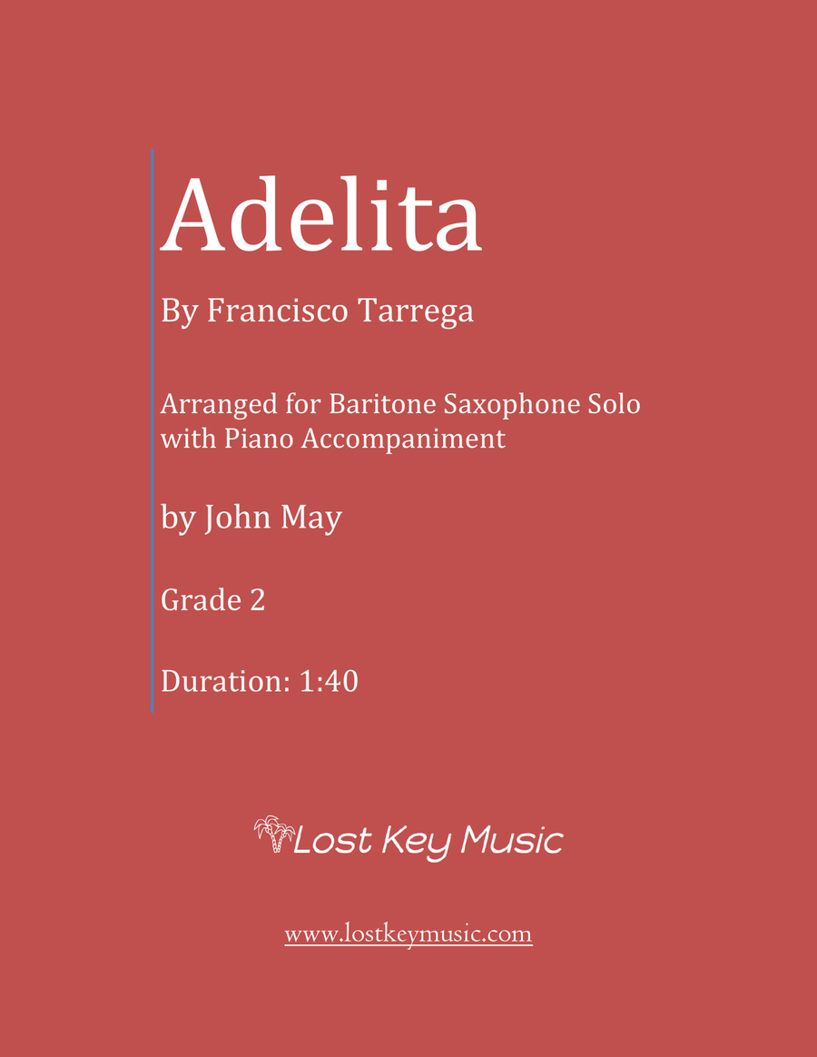 Adelita-Baritone Saxophone Solo (Optional Piano Accompaniment) Chamber Music scores gallery preview page 1