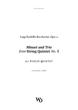 Book cover for Minuet by Boccherini for Violin Quintet