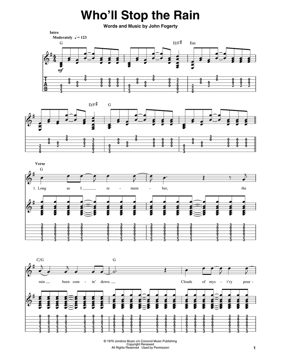 Who'll Stop The Rain Who'll Stop The Rain Acoustic Guitar scores gallery preview page 1