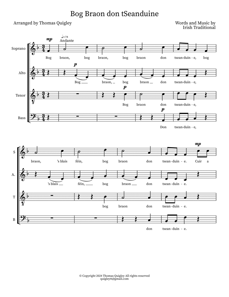 Bog Braon don tSeanduine 4-Part scores gallery preview page 1
