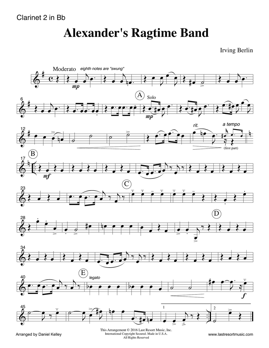 Alexander's Ragtime Band for Woodwind, String, and Piano Trio Full Set of Parts