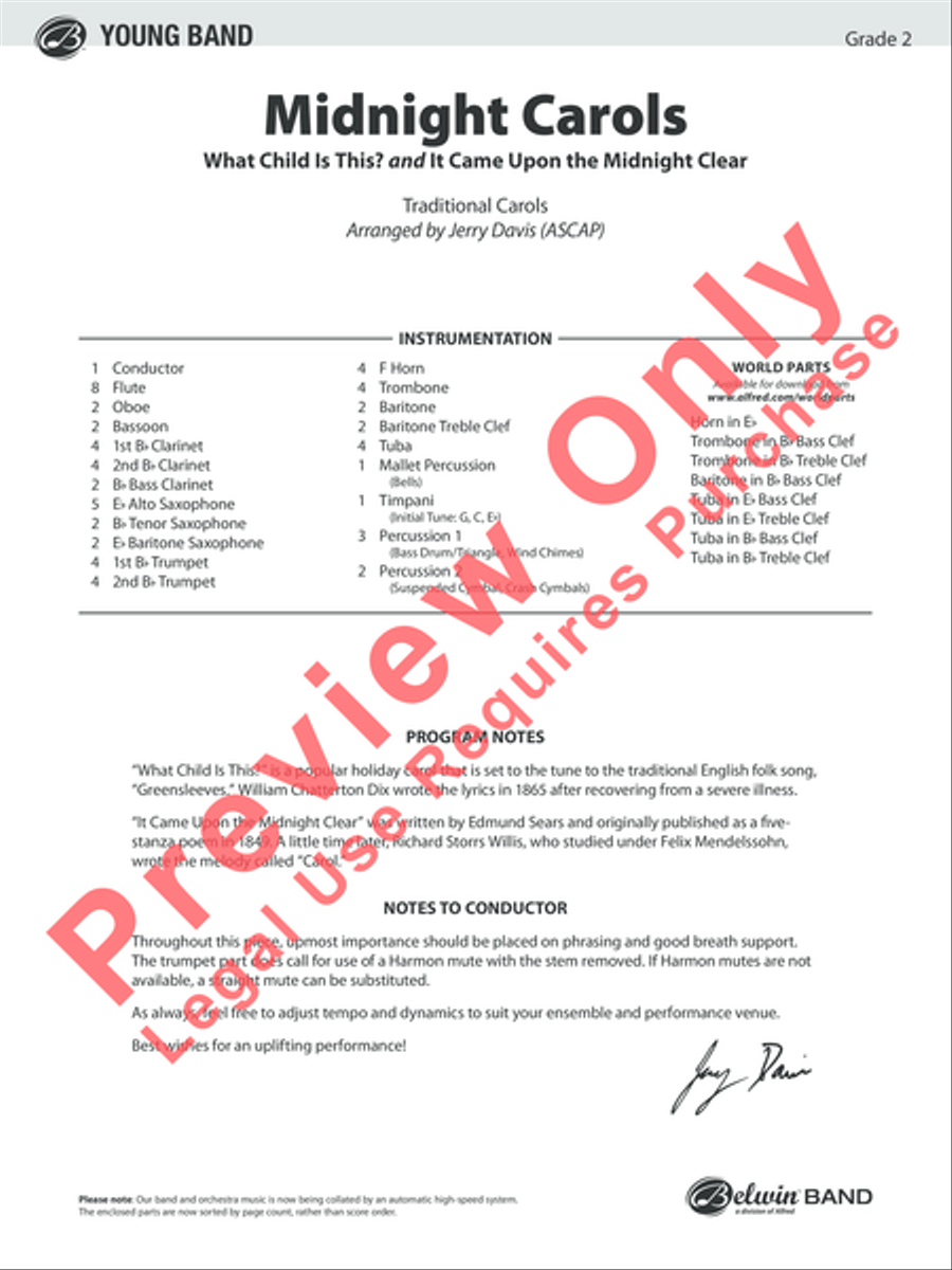 Midnight Carols Concert Band scores gallery preview page 2