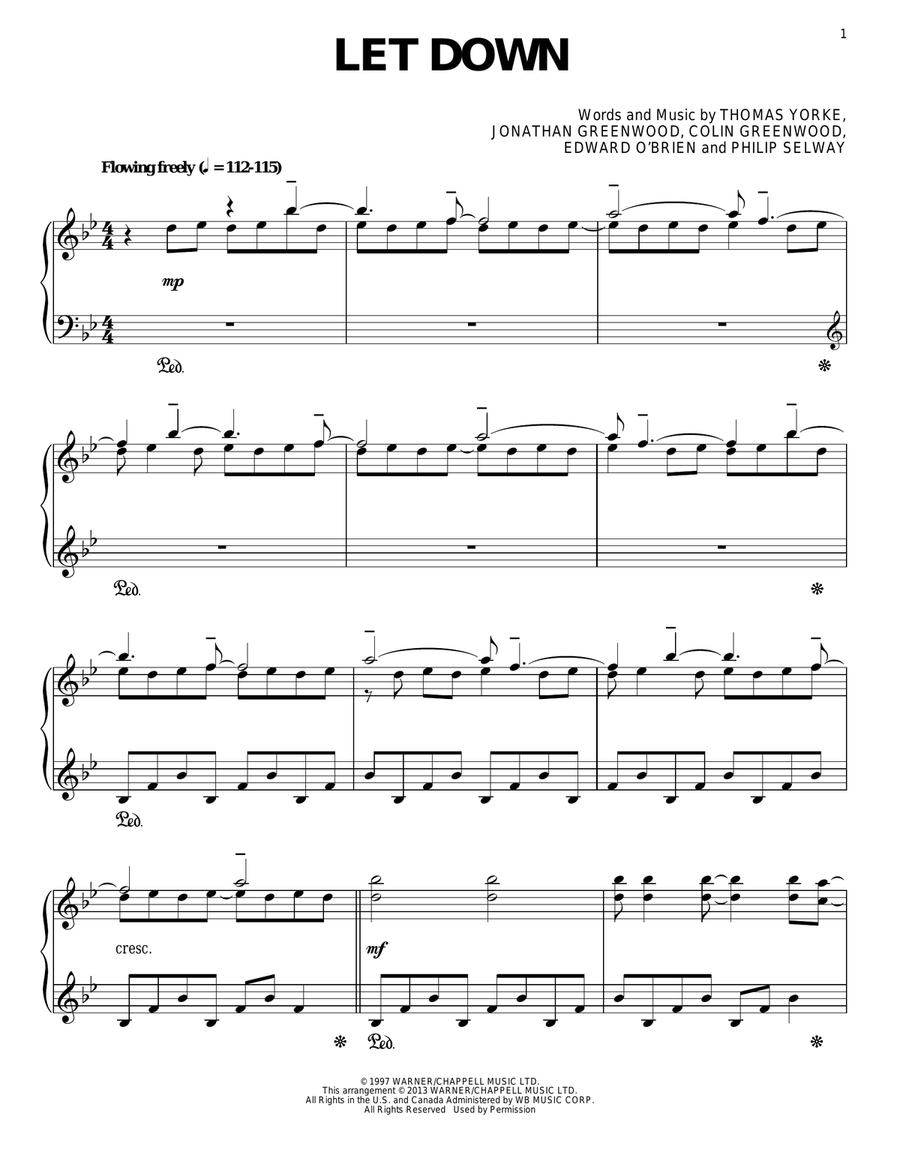 Let Down Piano Solo scores gallery preview page 1