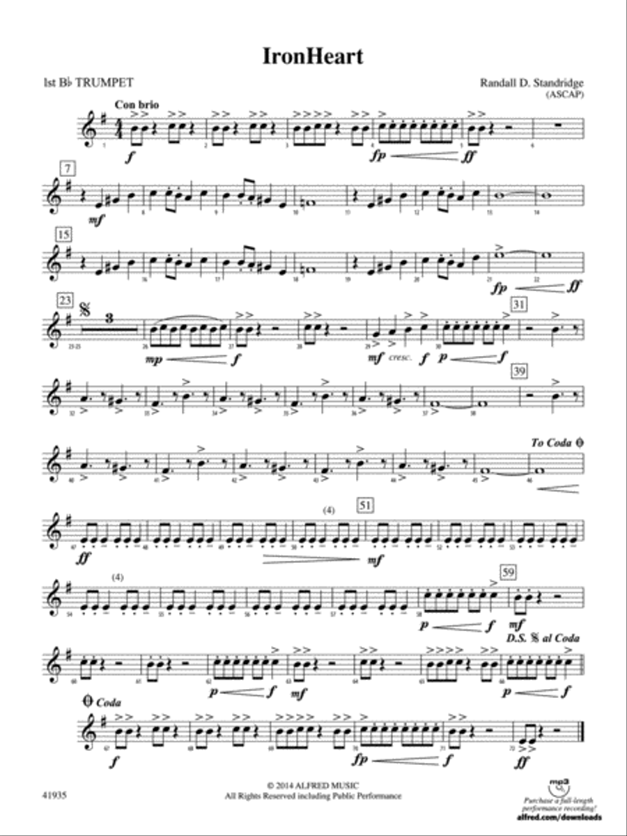 IronHeart: 1st B-flat Trumpet Concert Band scores gallery preview page 1