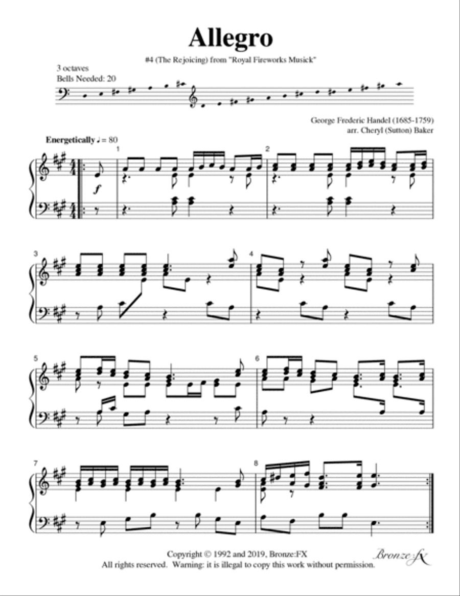 Allegro #4 (The Rejoicing) from Royal Fireworks Musick Handbell Choir scores gallery preview page 2