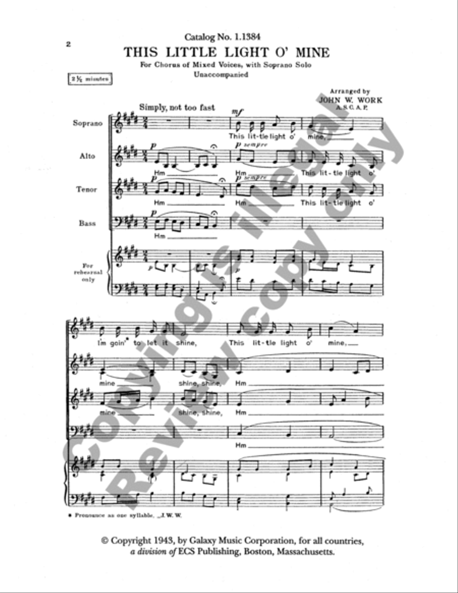 This Little Light O' Mine 4-Part scores gallery preview page 8