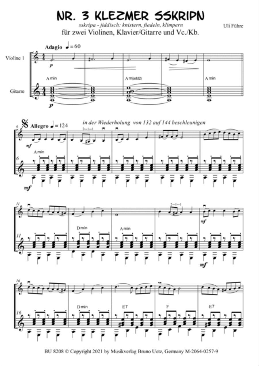 Fire-Dance, 2 Vl+Guitar Guitar scores gallery preview page 3