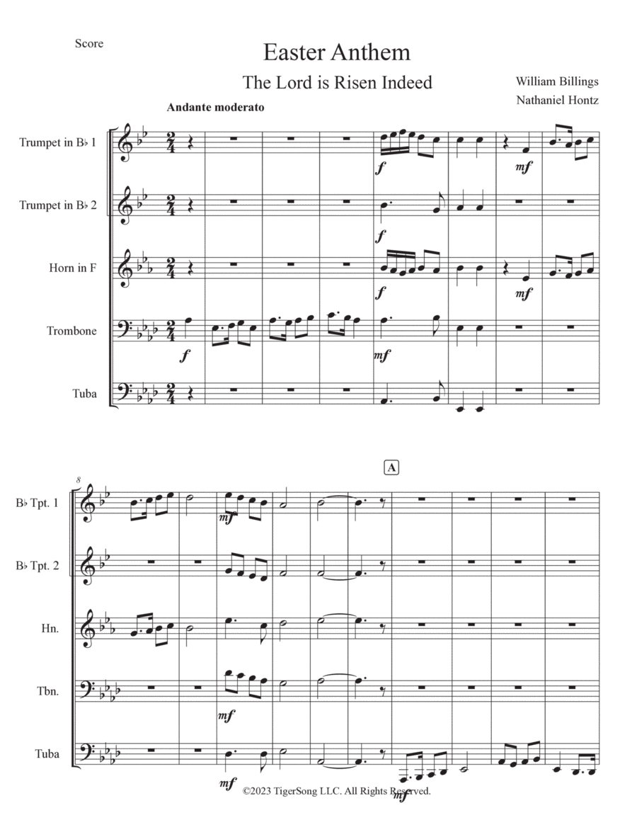 Easter Anthem Brass Quintet scores gallery preview page 1