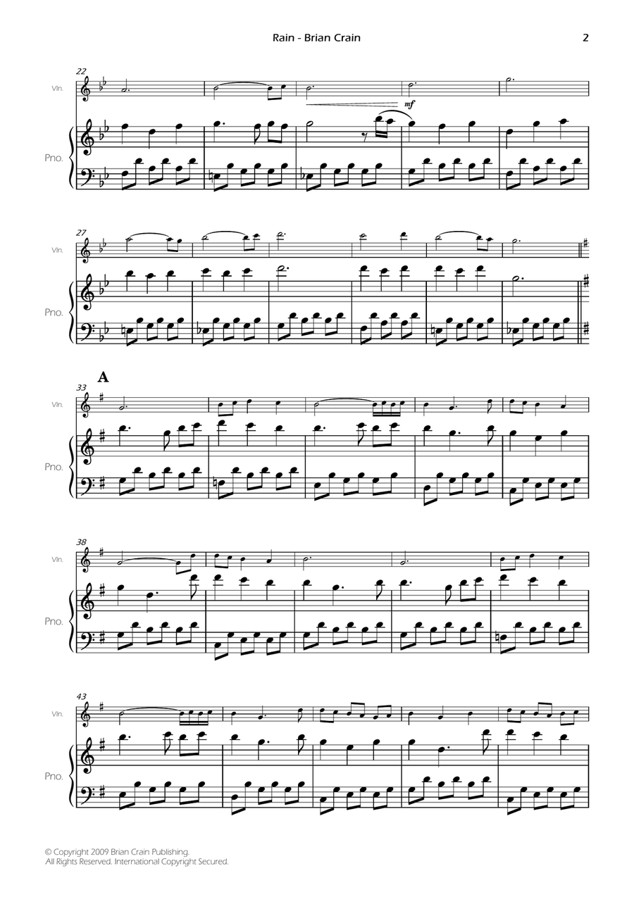 Rain Violin Solo scores gallery preview page 4