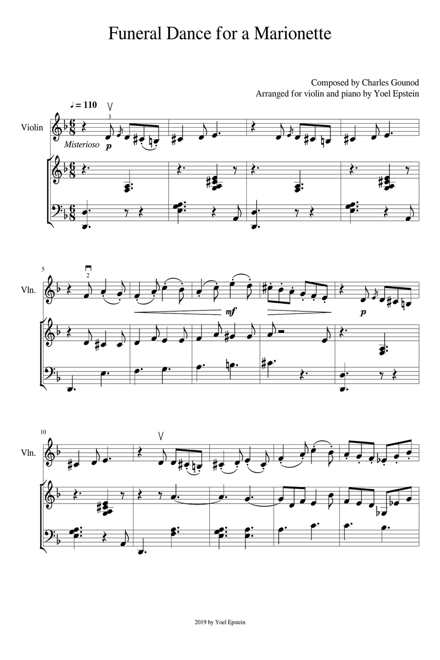 Charles Gounod Funeral March for a Marionette, for violin and piano Violin Solo scores gallery preview page 3