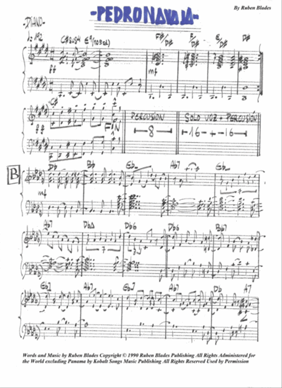 Pedro Navaja Piano Solo scores gallery preview page 2