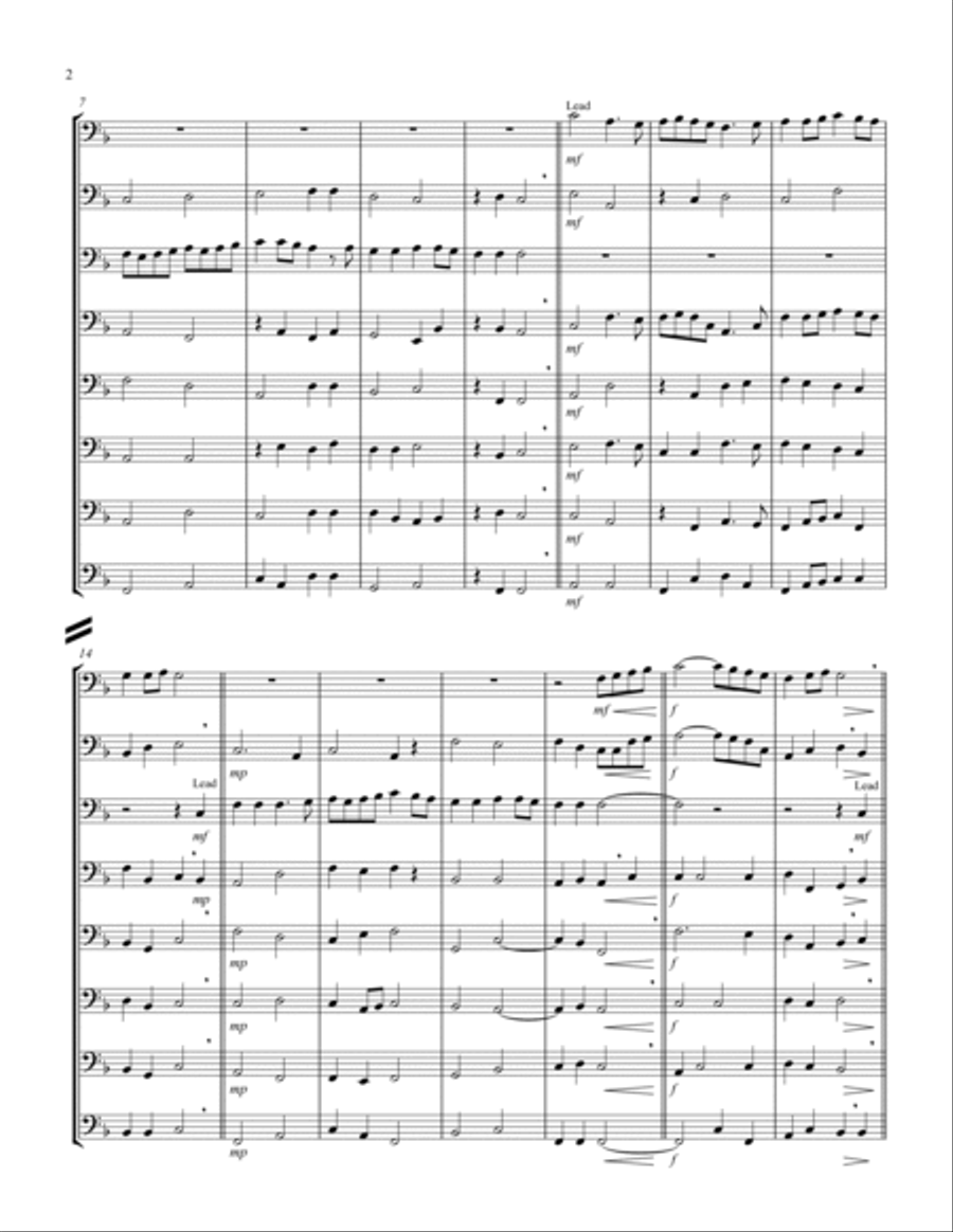 Simple Gifts ('Tis the Gift to Be Simple) (F) (Violoncello Octet) Cello scores gallery preview page 2