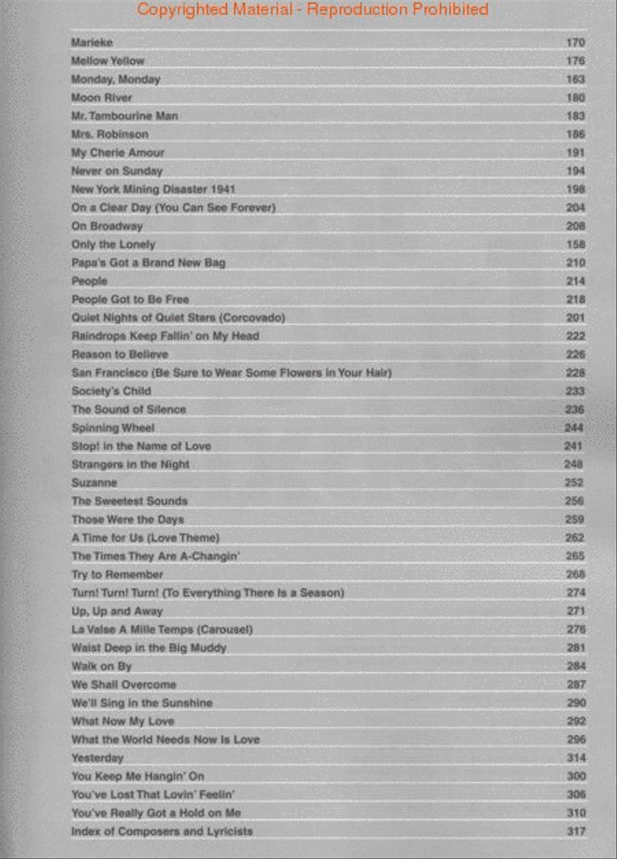 Great Songs of the Sixties, Vol. 1 – Revised Edition Piano, Vocal, Guitar scores gallery preview page 3