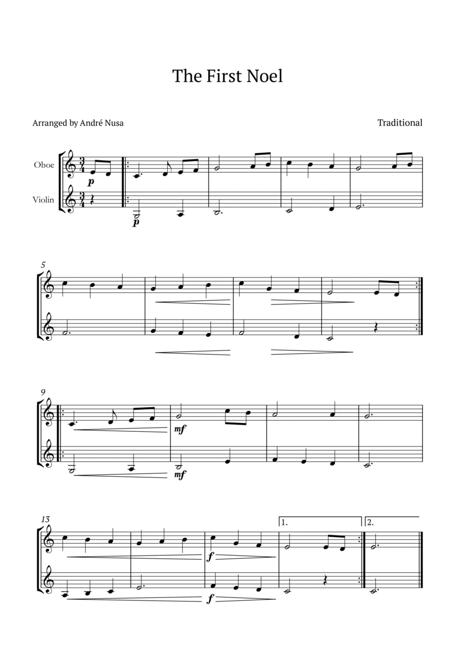 The First Noel Oboe scores gallery preview page 1