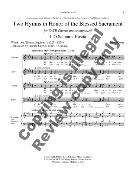 Two Hymns in Honor of the Blessed Sacrament: O Salutaris hostia- Tantum Ergo image number null