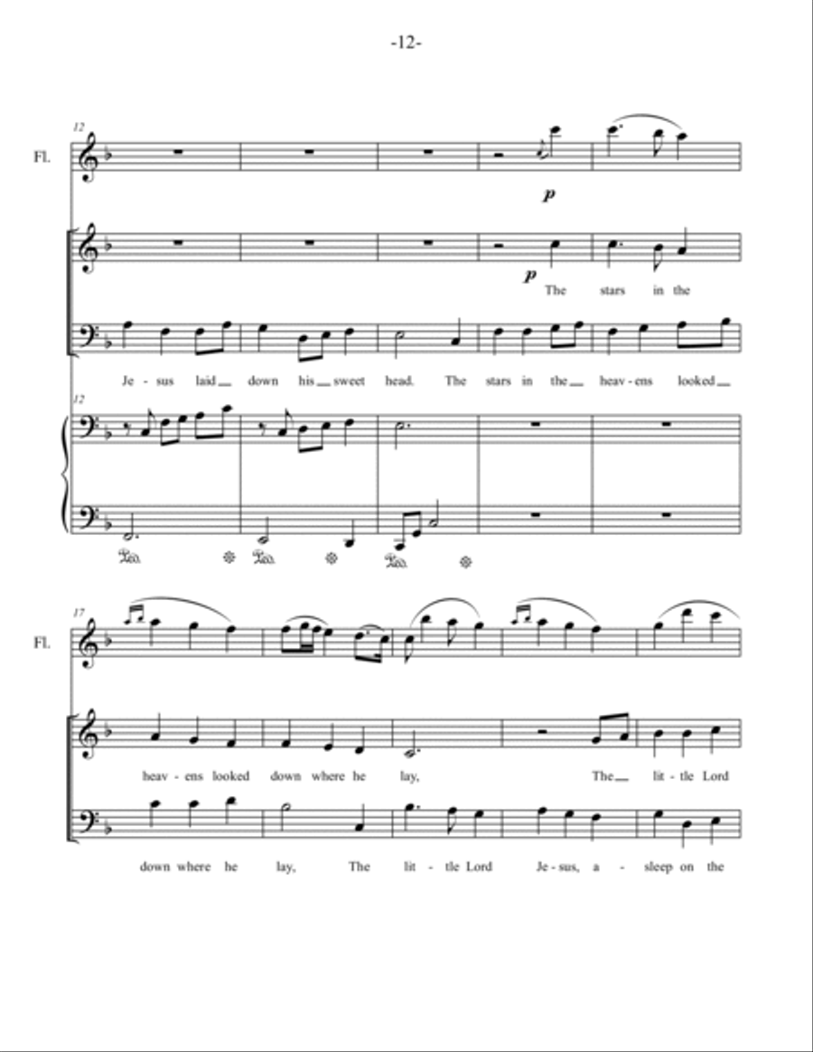 Away in a Manger for SSATB Choir, Piano and Flute Solo SSATB scores gallery preview page 2