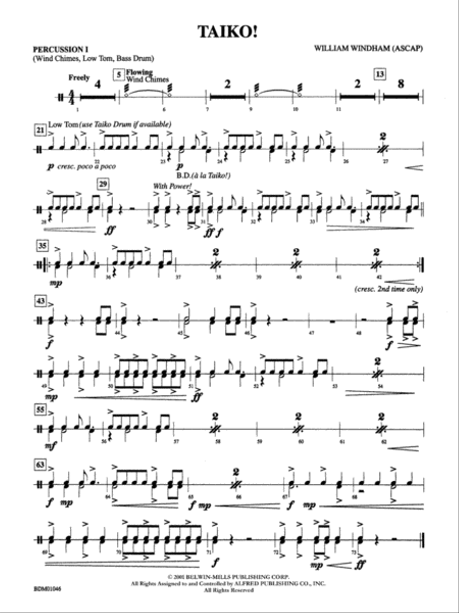 Taiko!: 1st Percussion Taiko!: 1st Percussion Concert Band scores gallery preview page 1
