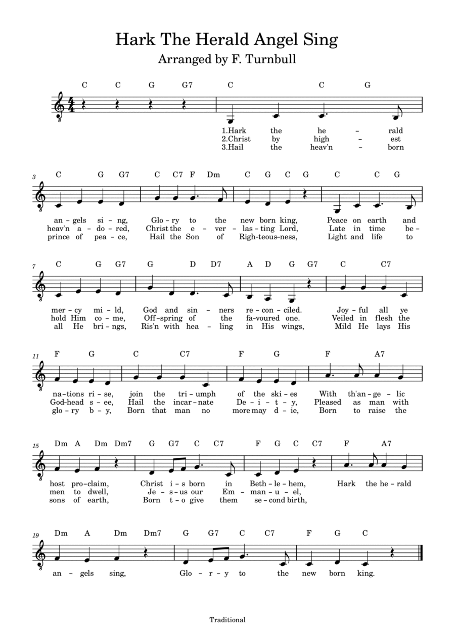 Hark The Herald Angels Sing Piano, Vocal, Guitar scores gallery preview page 1