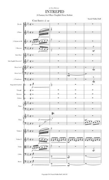 INTREPID: A Fantasy for Oboe/English Horn Soloist and Chamber Orchestra (Score Only) image number null