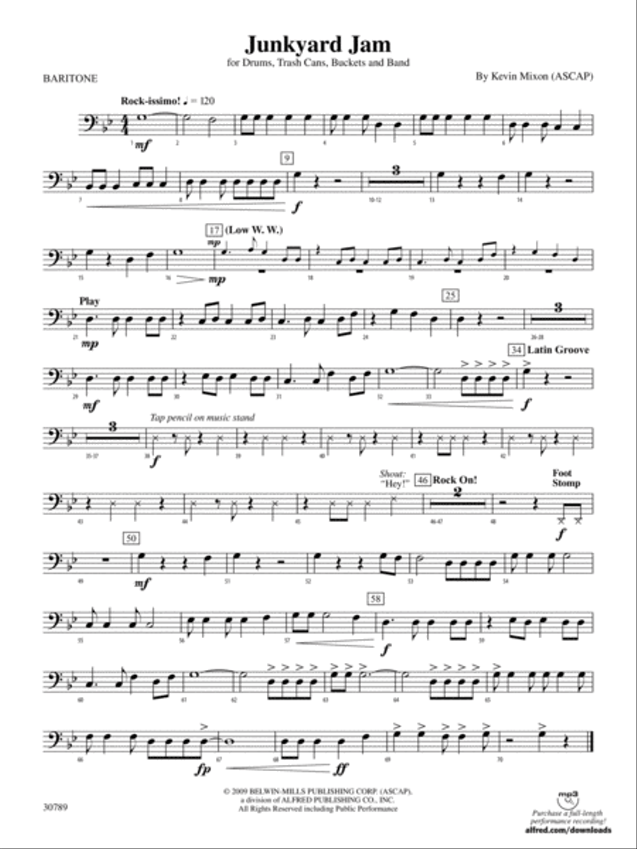Junkyard Jam: Baritone B.C. Concert Band scores gallery preview page 1