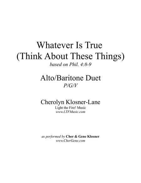 Whatever Is True (Think About These Things) [Alto/Baritone Duet - P/G/V]