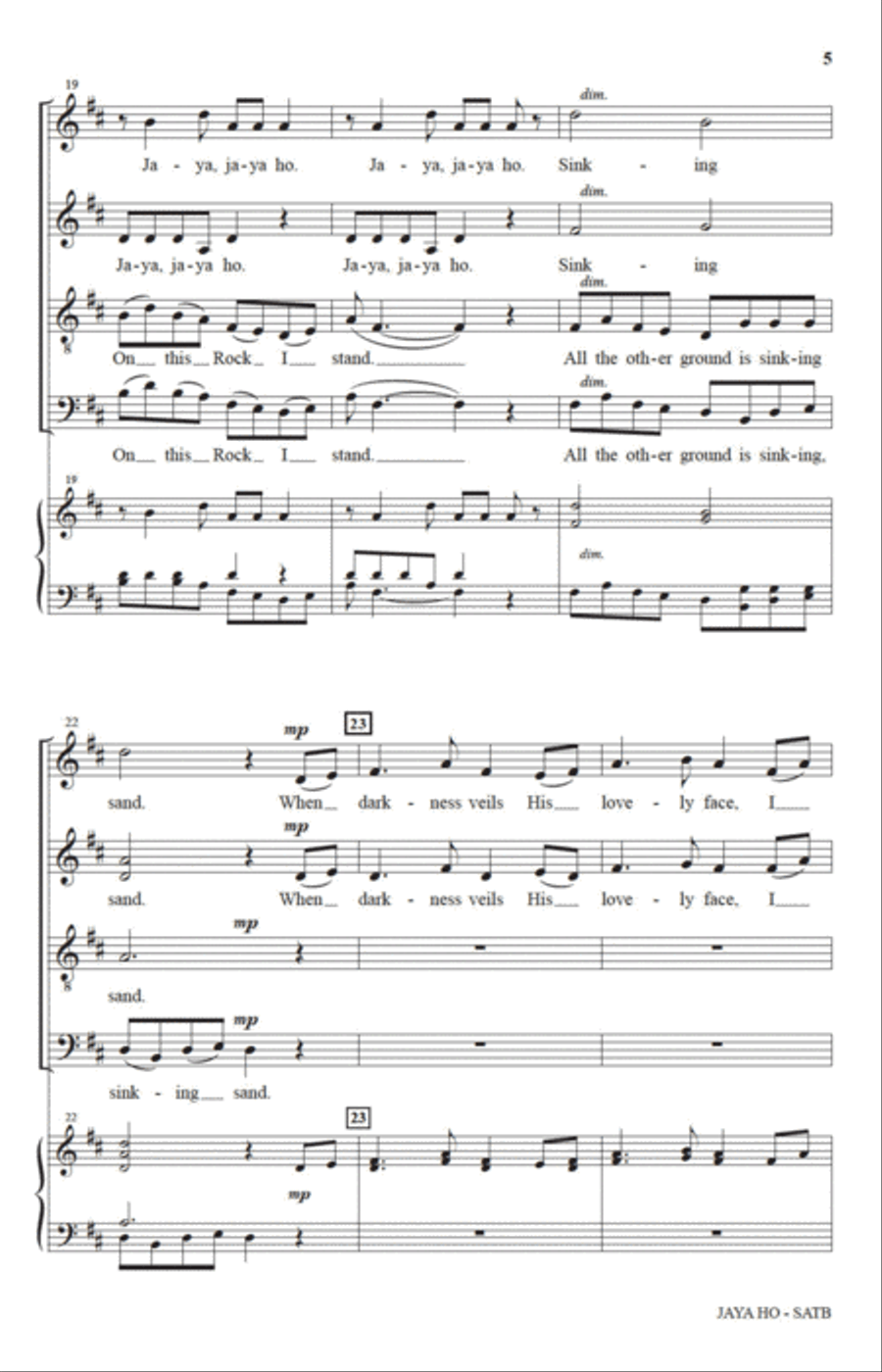 Jaya Ho (The Solid Rock) (arr. Diane Hannibal) 4-Part scores gallery preview page 4