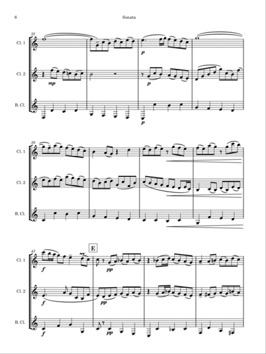 Andante from Bach Violin Sonata - For Clarinet Trio Clarinet Trio scores gallery preview page 6