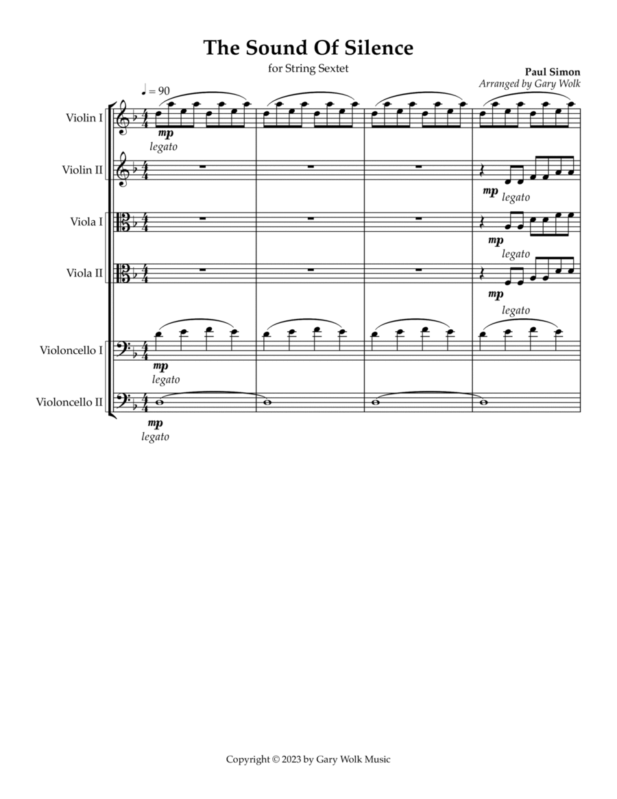 The Sound Of Silence The Sound Of Silence Cello scores gallery preview page 1