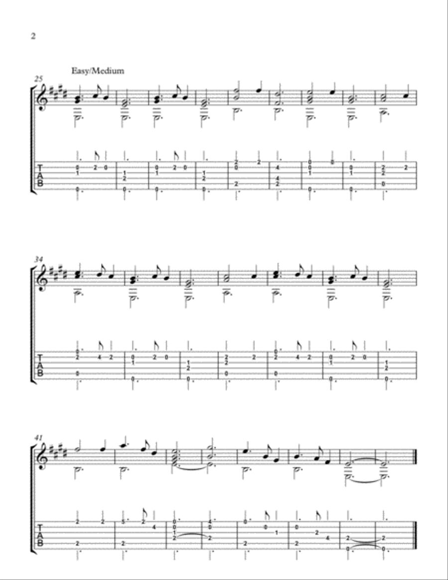 Silent Night, solo guitar (three versions) Guitar Tablature scores gallery preview page 2