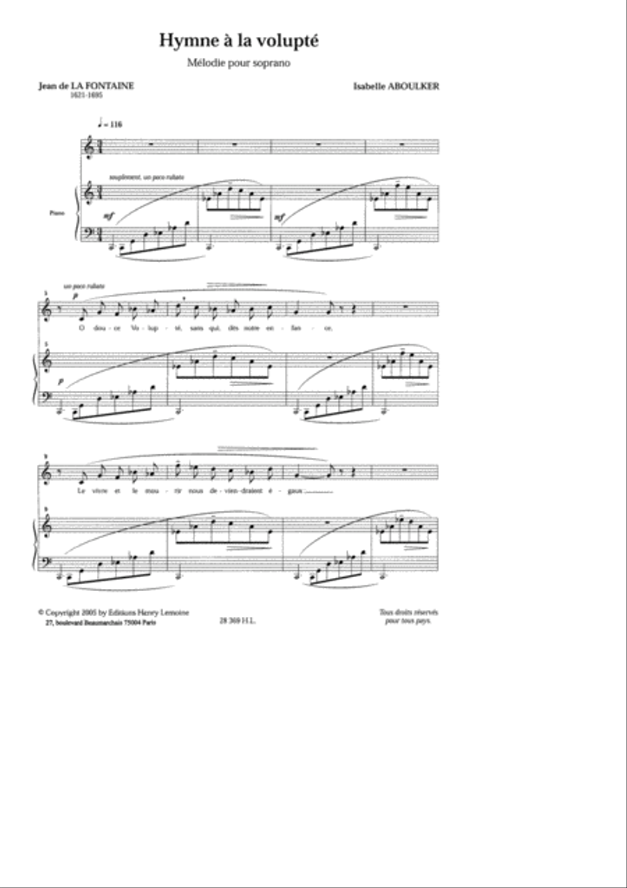 Hymne a la volupte Soprano Voice scores gallery preview page 2