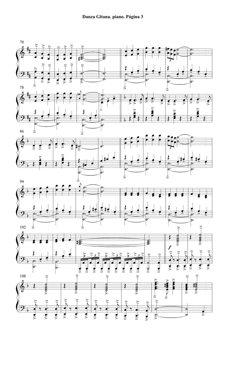 Danza gitana (1909) por Francisco Alonso para Piano Solo Piano Solo scores gallery preview page 3