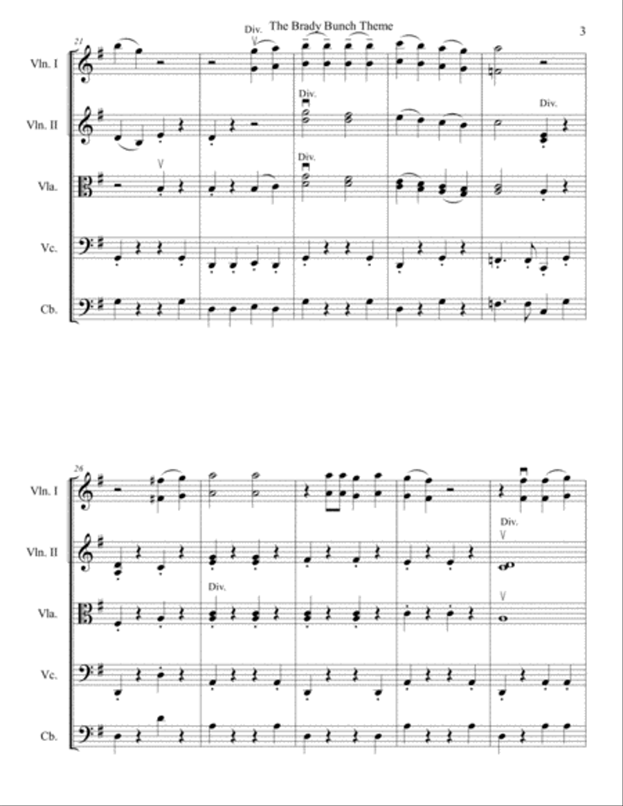 The Brady Bunch Theme from the Paramount Television Series THE BRADY BUNCH String Orchestra scores gallery preview page 4