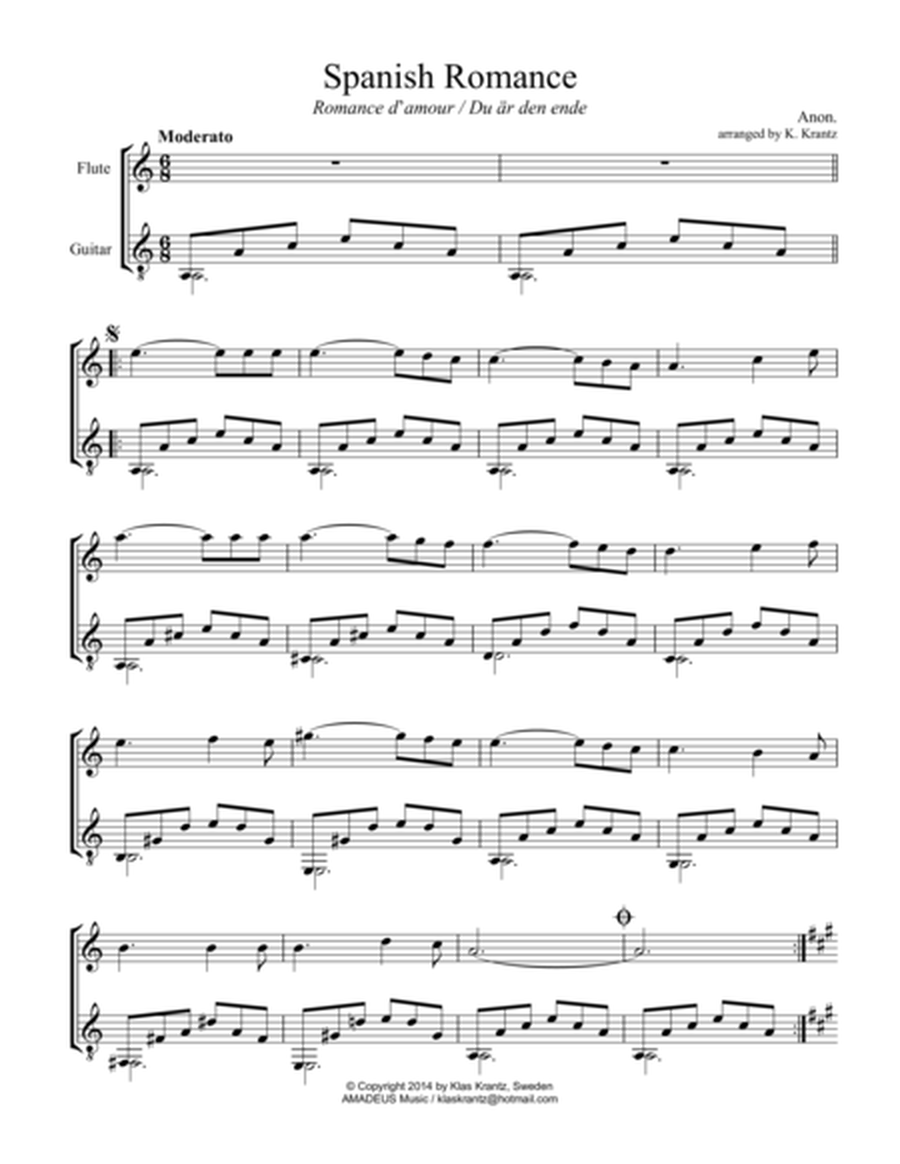 Spanish Romance, Romanza for flute and easy guitar (A Minor) image number null