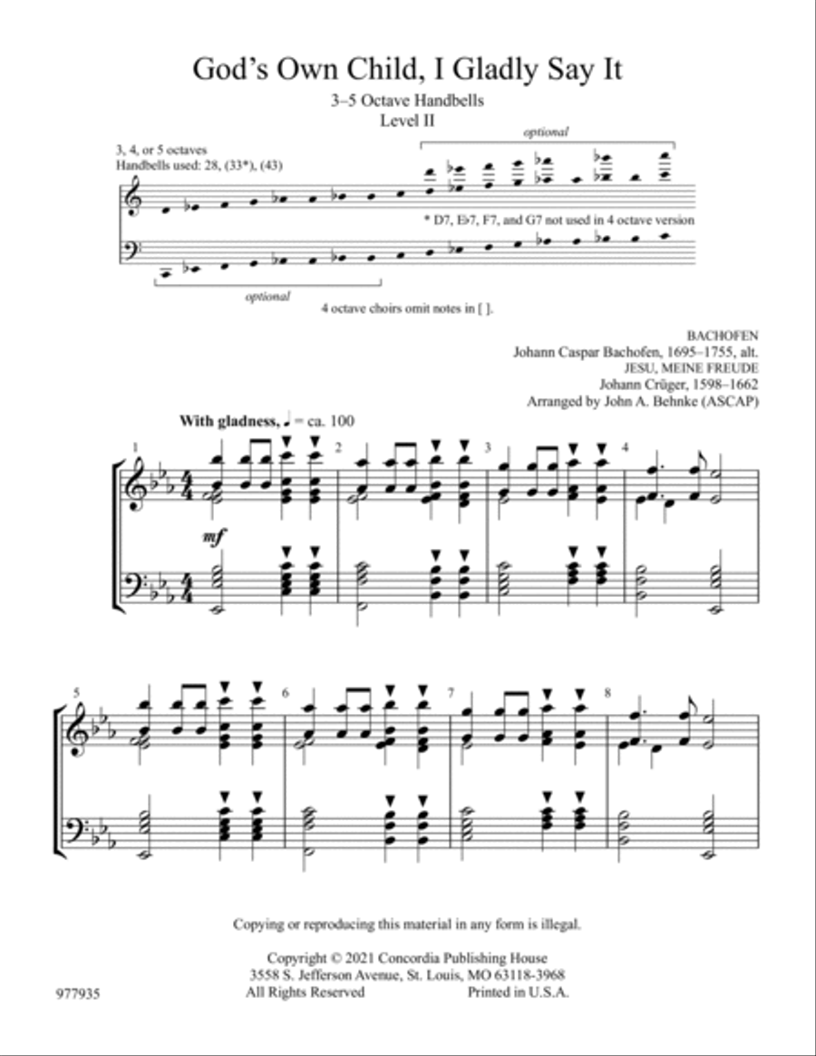 God's Own Child, I Gladly Say It Handbell Choir scores gallery preview page 2