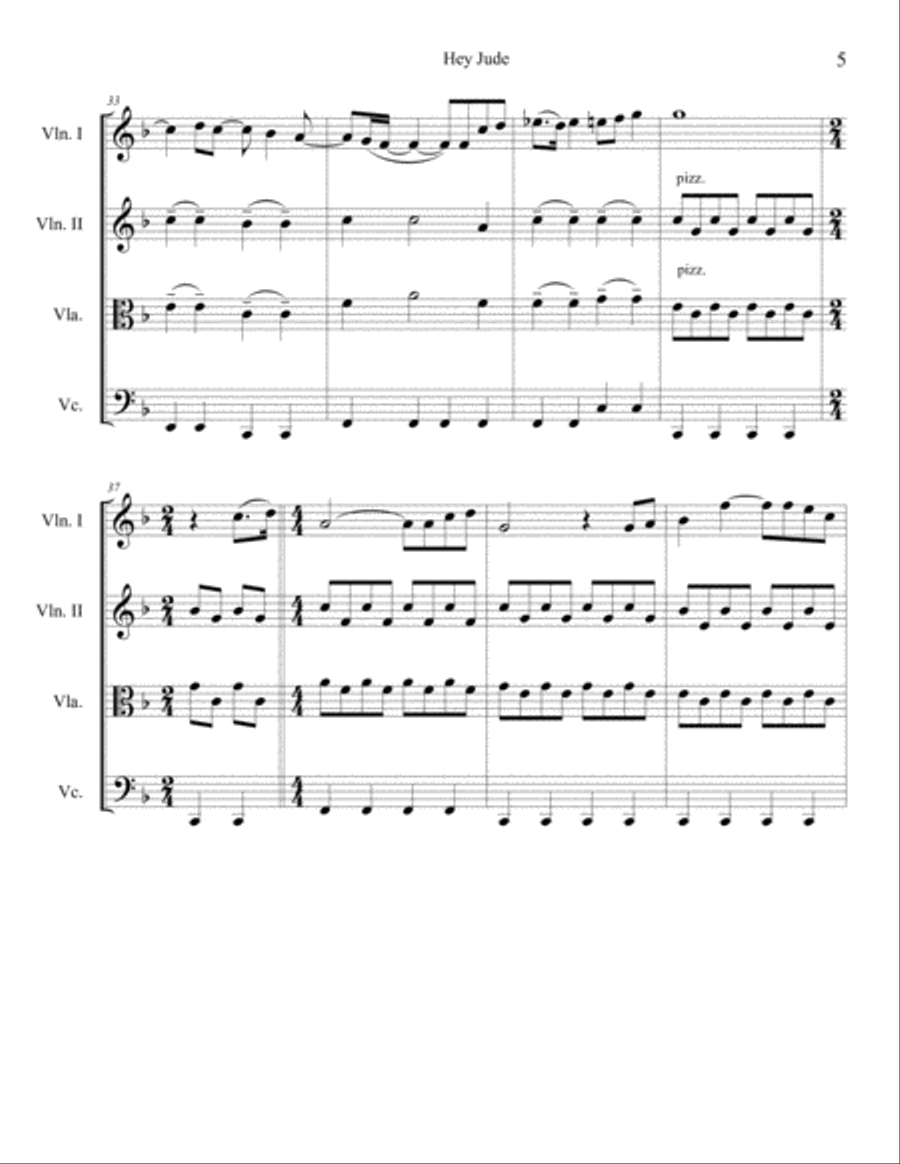 Hey Jude String Quartet scores gallery preview page 6