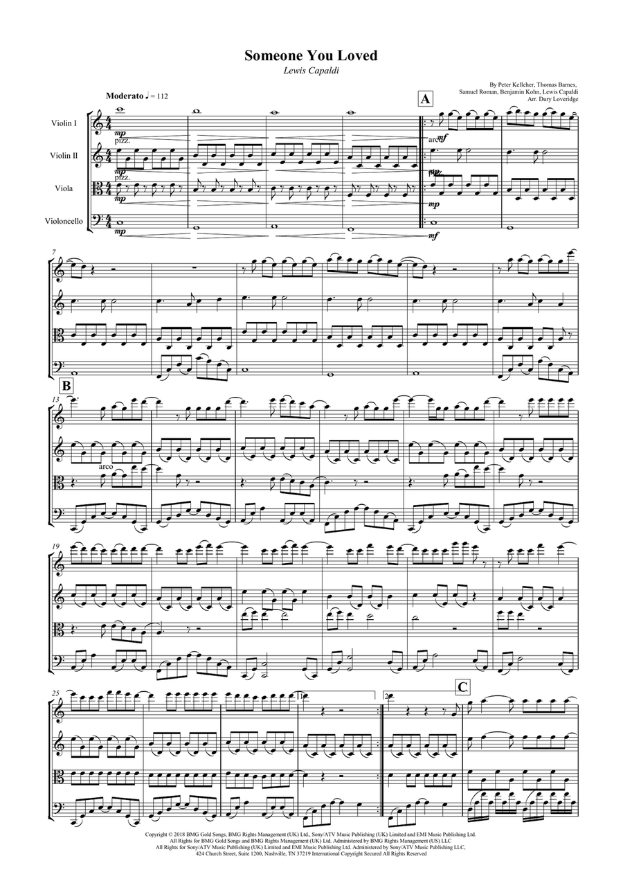 Someone You Loved String Quartet scores gallery preview page 1
