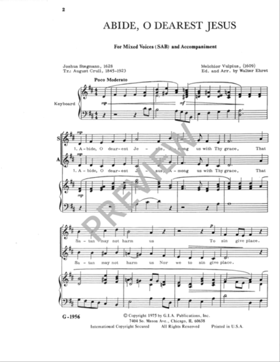 Abide, O Dearest Jesus 3-Part scores gallery preview page 3