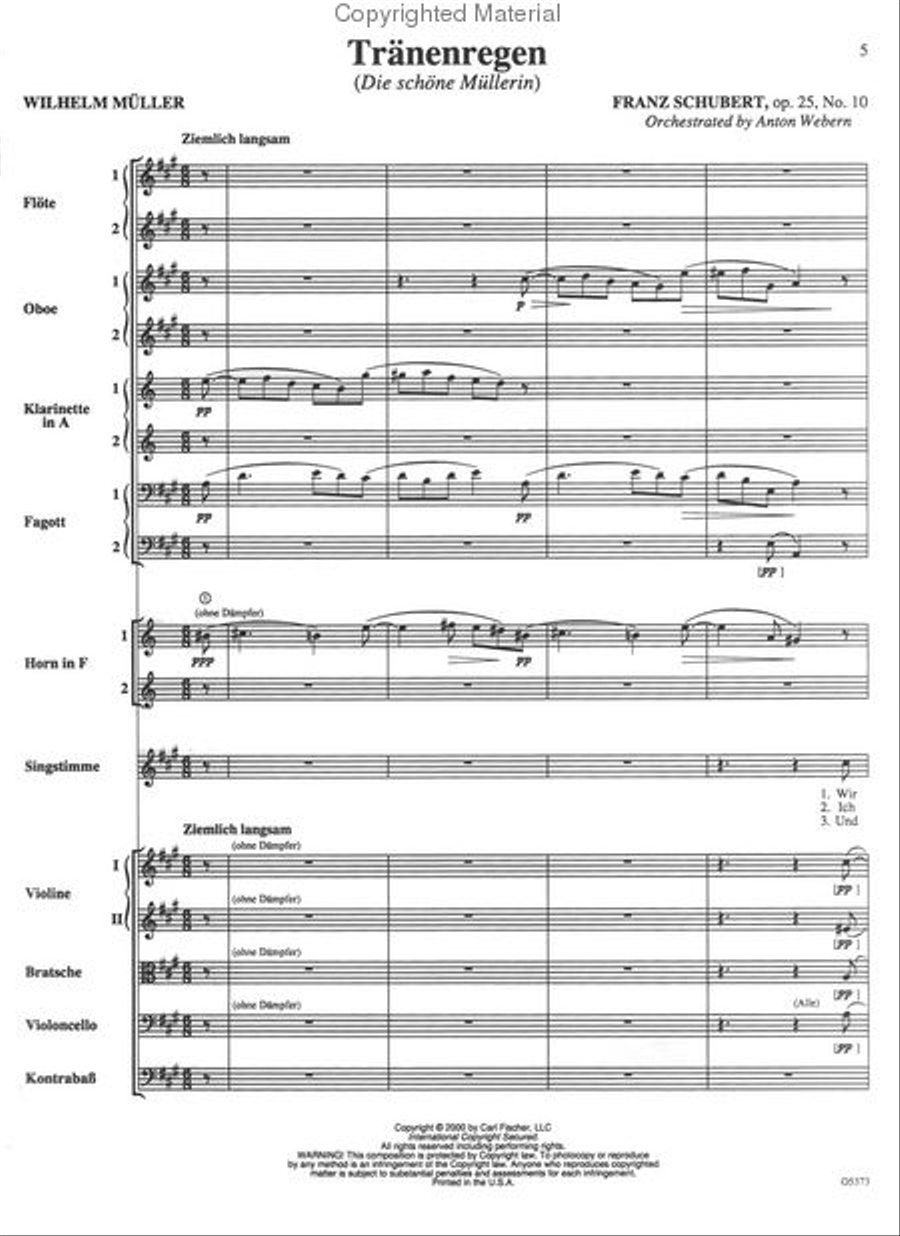 Funf Schubert Lieder Orchestra scores gallery preview page 2
