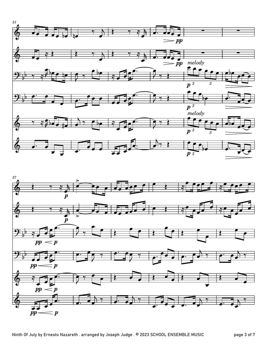 Ninth of July by Nazareth for Brass Quartet in Schools Brass Quartet scores gallery preview page 3