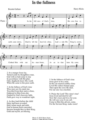 In the fullness of God's time. A brand new hymn!