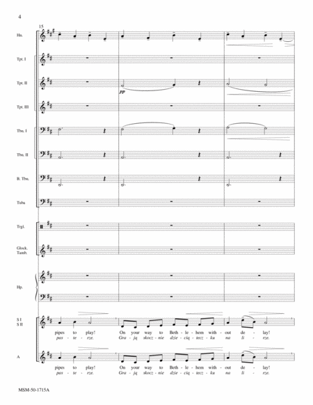 Shepherds, Run Along/Przybieżeli do Betlejem pasterze (Downloadable SSA Brass Ensemble Score)