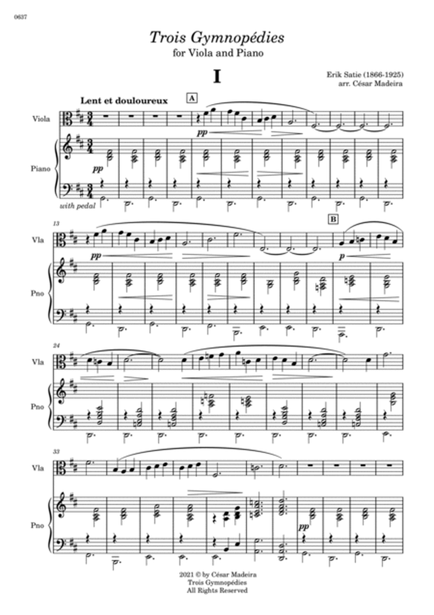 Three Gymnopedies by Satie - Viola and Piano (Full Score and Parts) image number null