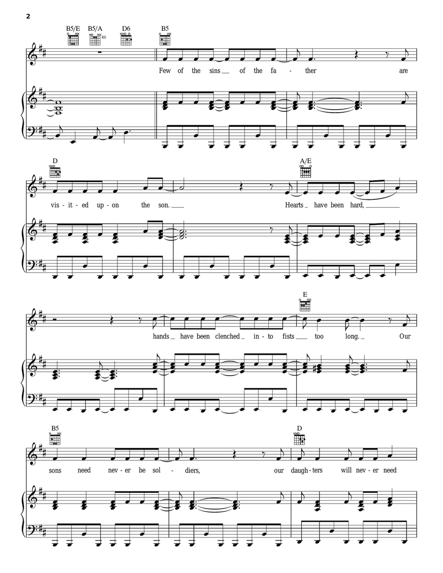 Forgotten Years Piano, Vocal, Guitar scores gallery preview page 2