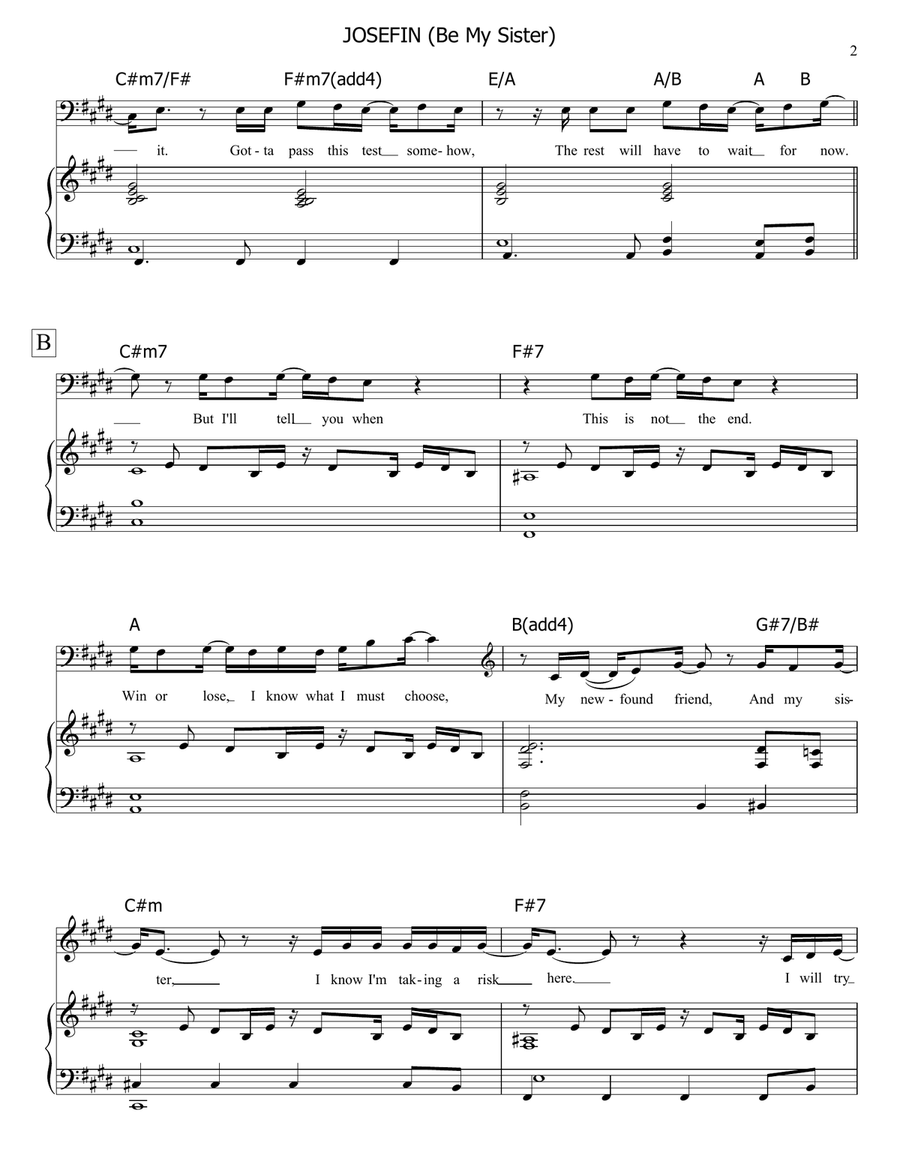 Josefin (Be My Sister) Piano, Vocal scores gallery preview page 2