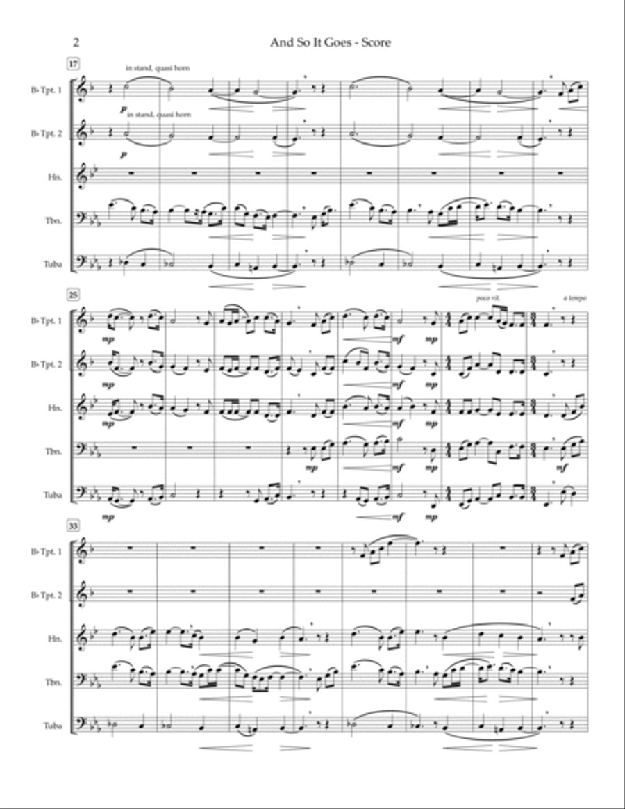 And So It Goes Brass Quintet scores gallery preview page 3